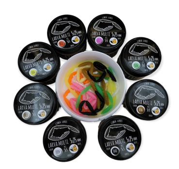 Preview: LIBRA LURES Set inklusive Box LARVA Multi Kette 25mm  (CHEESE Flavour)