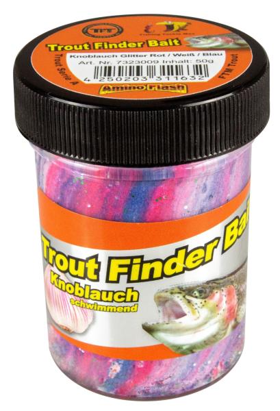FTM Forellenteig Knoblauch schwimmend Rot / Weiß / Blau Glitter