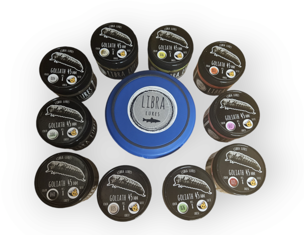 LIBRA LURES Set inklusive Box Goliath 45mm  (CHEESE Flavour)