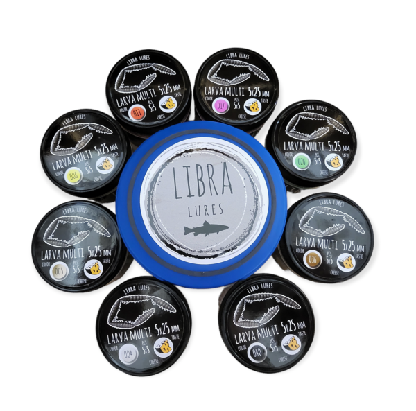 LIBRA LURES Set inklusive Box LARVA Multi Kette 25mm  (CHEESE Flavour)