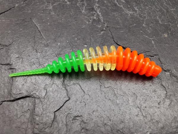 Troutworm 5cm (Orange-Transp.-Grün) Bubblegum